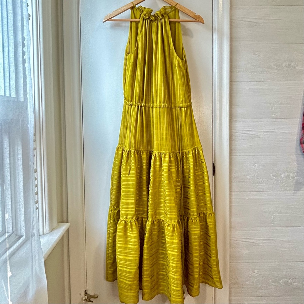 New TED BAKER Halter Tiered Dress Goldenrod
